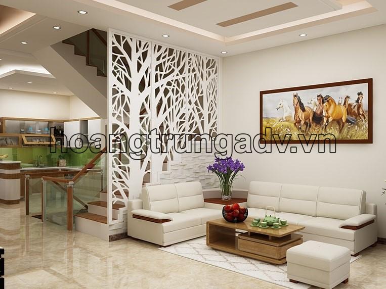 Thi công vách ngăn trang trí phòng khách đẹp
