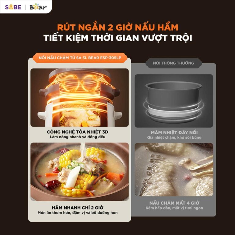 Nồi nấu chậm Bear 3 lít ESP-305LP (Bản Quốc Tế) - Ảnh 4